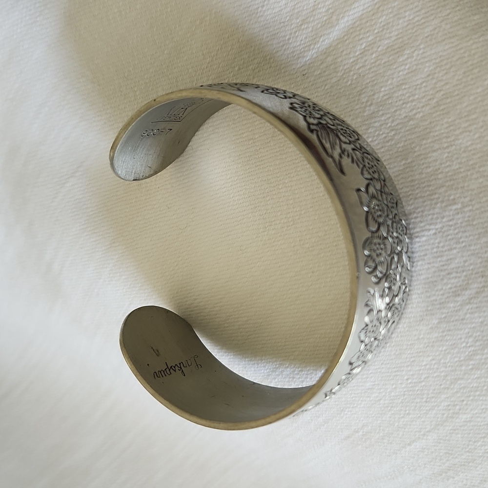 Floral Pewter Cuff Bracelet - Picture 2 of 3